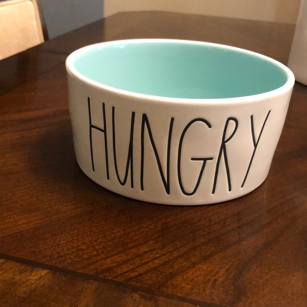 Rae Dunn hungry dog/cat food bowl